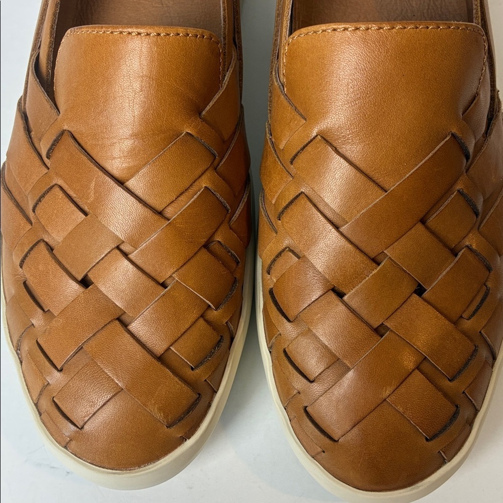 Frye Brea Huarache Woven Sneaker Slip On Loafer Tan Leather Weave Women Sz 7.5 - Picture 7 of 16